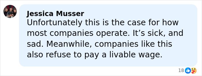 Commenter Jessica Musser shares concerns on company ethics and wages in response to leaked audio about Campbell's soup ingredients.
