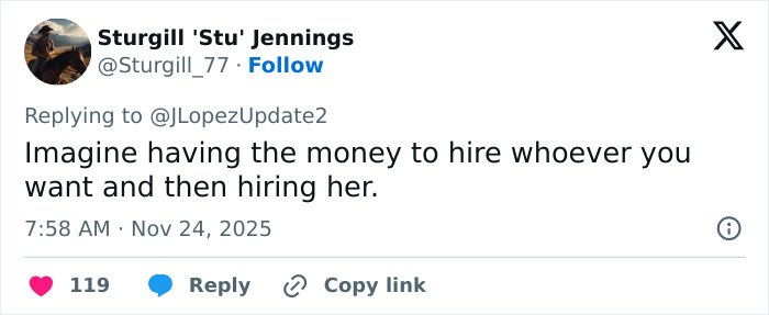 User comment on Jennifer Lopez's risqué performance at a billionaire's wedding showing mixed reactions on social media.