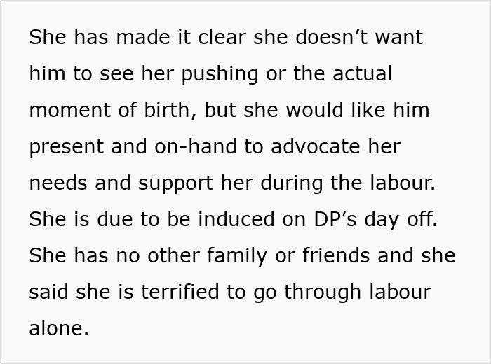 Woman feels hurt as partner misses first birth support, leaving her scared and alone during labor induction.