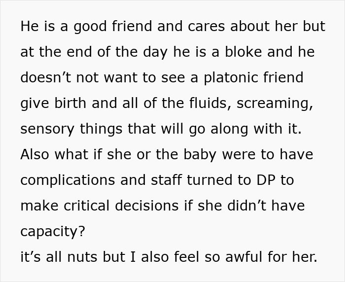 Woman feels hurt as partner experiences first birth support without her, highlighting emotional challenges and complex feelings.