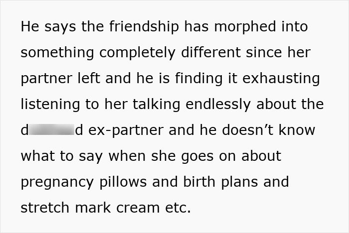 Text excerpt discussing a woman feeling hurt as her partner's first birth support experience won't be with her.