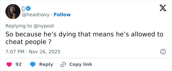 Social media user reacts to Katy Perry suing 85YO gravely ill veteran for 5 million dollars dispute.