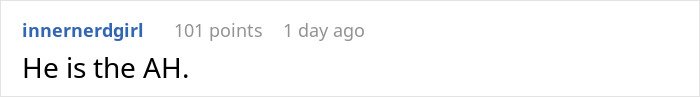 Screenshot of a Reddit comment by innernerdgirl stating He is the AH, related to Thanksgiving shopping pressure.