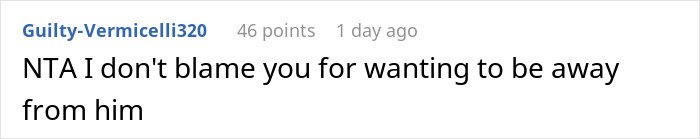 Comment expressing support for a wife banning her husband from Thanksgiving shopping due to pressure handling issues.
