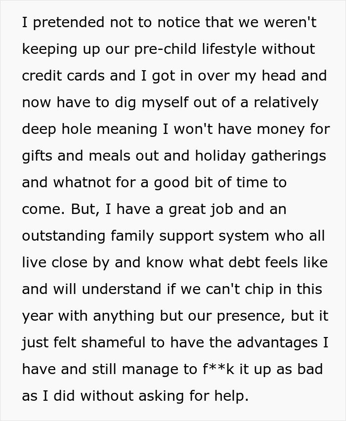 Father struggles with debt and wants to cancel Christmas due to lack of money for gifts and holiday gatherings.