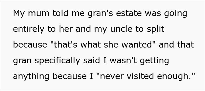 Text about mom preventing solicitor contacting daughter over grandma’s inheritance, focusing on protecting her.