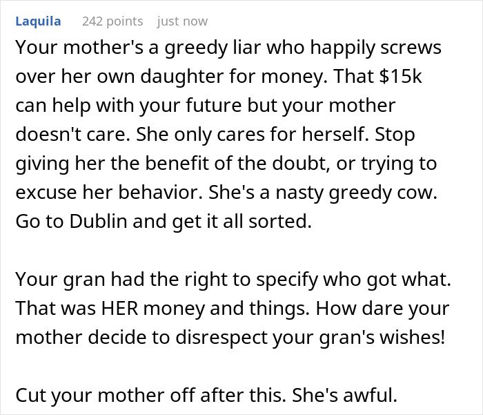 Alt text: Woman preventing solicitor from contacting daughter about grandma’s inheritance, protecting family matters discreetly.