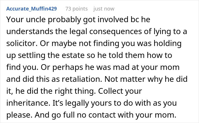 ALT text: Mom prevents solicitor from contacting daughter about grandma’s inheritance, aiming to protect her in a family dispute.