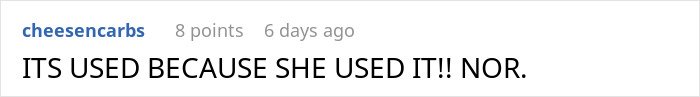 Screenshot of an online comment thread discussing a woman refusing to pay $90 for an altered borrowed dress without permission.