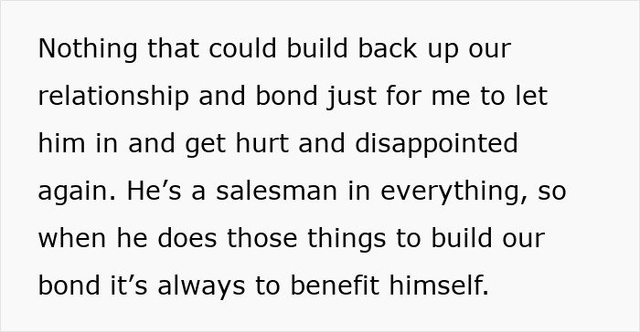 Text excerpt about a man prioritizing work and pretending to not have a family while his wife wants to stay.