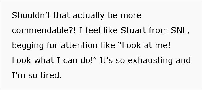 Text excerpt showing a man expressing exhaustion and feeling overlooked, highlighting work-life balance challenges.