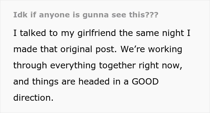 Text message showing a man discussing progress with his girlfriend after cutting ties with his mother for revealing true colors.