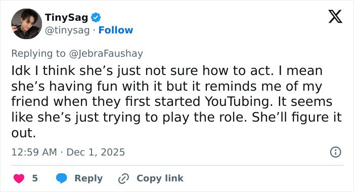 Twitter reply criticizing Apple Martin&rsquo;s self-portrait modeling campaign, calling her an insufferable nepo-baby.