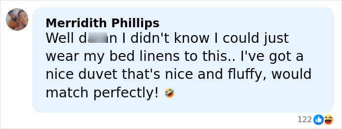 Screenshot of a social media comment reacting to Rihanna’s red carpet look and joking about a diaper bag.