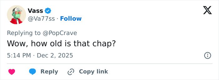 Screenshot of a tweet reacting to Miley Cyrus and Maxx Morando's engagement, questioning how old he is.