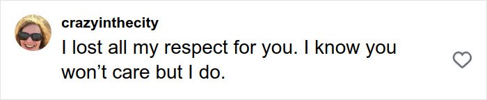 Comment on social media expressing lost respect, related to Hugh Jackman infuriating fans after red carpet appearance.