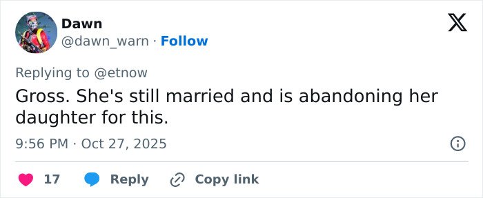 Tweet by user Dawn expressing anger over Hugh Jackman's red carpet appearance with new girlfriend Sutton Foster amid divorce controversy.