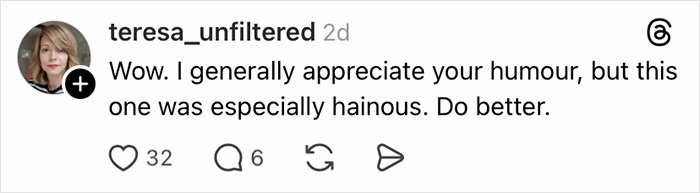 Social media comment criticizing a racist joke made by Jurassic World star BD Wong with a call to do better.