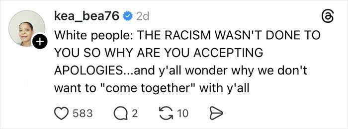 Social media post reacting to Jurassic World star BD Wong’s apology after a racist comment meant as joke.