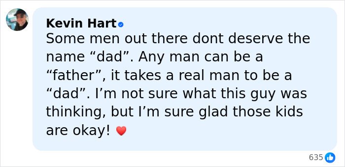 Screenshot of Kevin Hart commenting on a disturbing dad's behavior, highlighting children's heartbreaking words revealed.