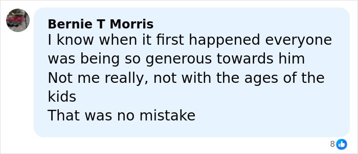 Comment revealing children's heartbreaking words about disturbing behavior of their dad on mountain shared by Bernie T Morris.