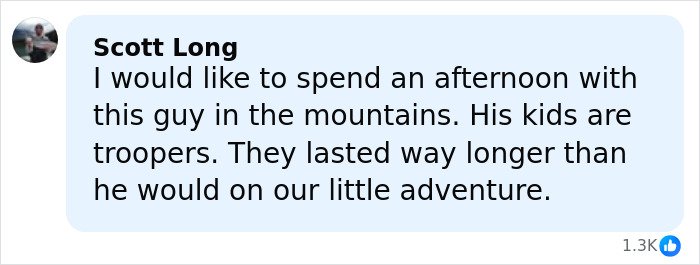 Comment about kids' resilience and a dad’s disturbing behavior during a challenging mountain adventure shared online.
