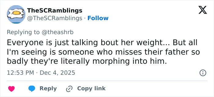 Screenshot of a tweet discussing fans’ reaction to Kelly Osbourne’s transformation and her comments about dad Ozzy.