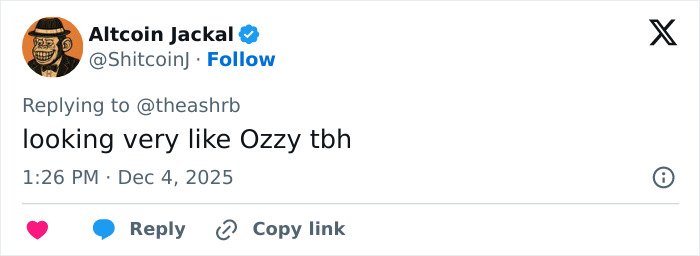 Tweet comment about resemblance to Ozzy Osbourne, reflecting fans' views on Kelly Osbourne's transformation and her dad Ozzy.