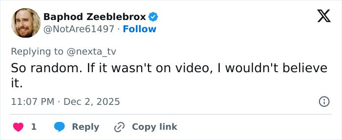 Screenshot of a tweet commenting on CCTV footage showing a delivery man randomly kicking a woman in the head.