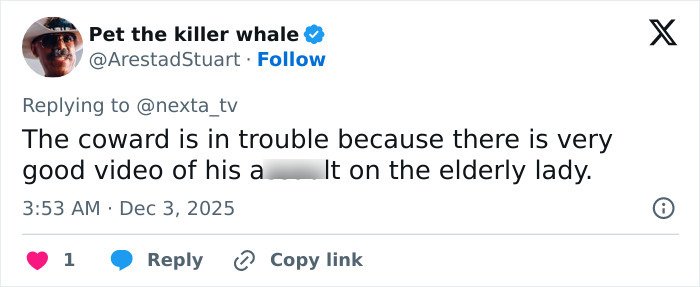 Screenshot of a social media post discussing CCTV footage of a delivery man randomly kicking a woman in the head.