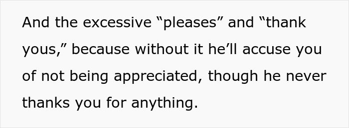 Text discussing the pattern men in relationships follow, mentioning excessive pleases and thank yous without appreciation.