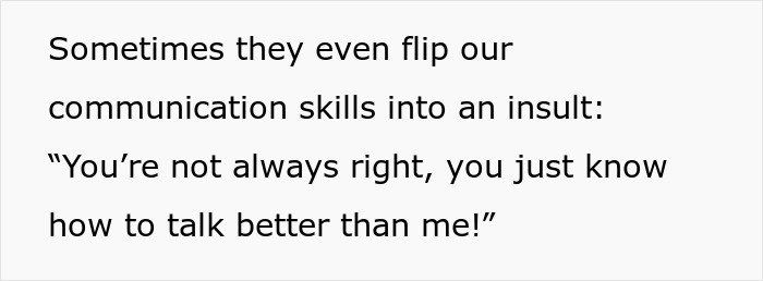 Text excerpt showing a quote about men in relationships flipping communication skills into insults, highlighting relationship patterns.
