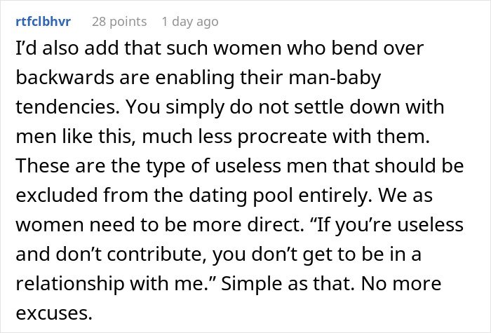 Alt text:
Comment discussing patterns men in relationships follow and emphasizing the need for women to be more direct about standards.