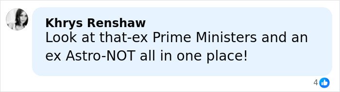 Justin Trudeau and Katy Perry meeting with Japan's ex-Prime Minister in a formal setting, watching her try to be classy