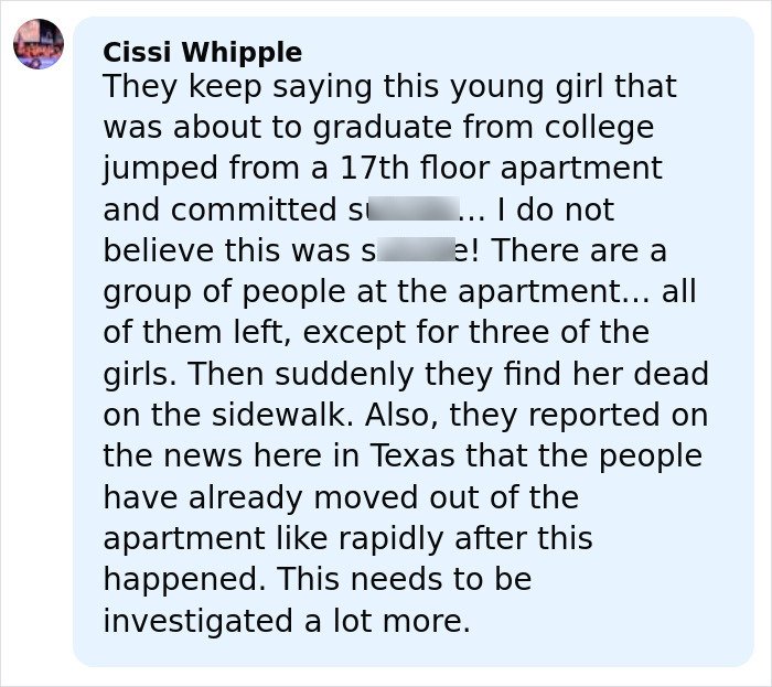 Comment expressing doubt about the official ruling in cheerleader case after a crucial phone clue was found.