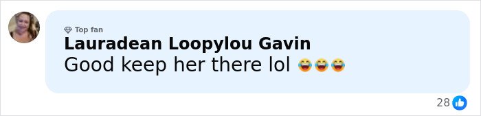 Comment from Lauradean Loopylou Gavin laughing about Bonnie Blue's controversial tour arrest with emojis and casual tone.