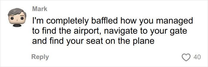 Comment from Mark expressing bafflement at how someone navigated the airport and found their seat on an Air Canada flight.