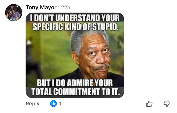 Meme showing a man with a skeptical expression, related to Air Canada passenger slamming airline over expired meal issue.