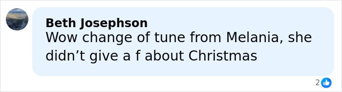 Comment criticizing Melania’s behavior at Christmas event sparking conspiracy theories online.