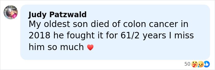 Comment by Judy Patzwald expressing grief over her oldest son’s death, relevant to Netflix star mom passing news.