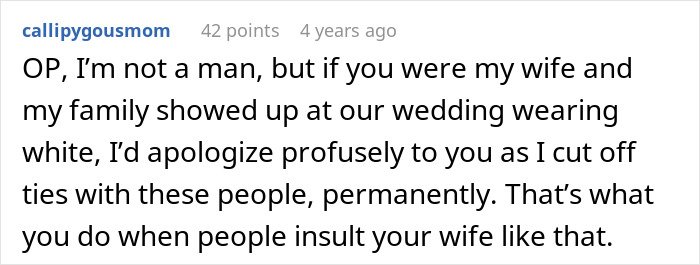 Screenshot of a forum comment discussing a son’s reaction to mom’s behavior ruining his wedding day.