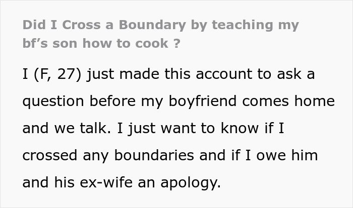 Text post about a man upset after his ex confronted his girlfriend about bonding with their son.