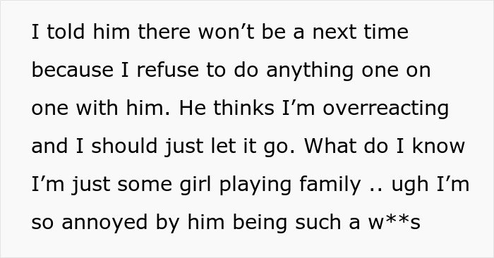 Text expressing frustration from a woman upset after her ex blew up on her bonding with their son.