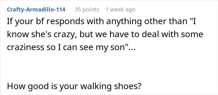 Text message conversation showing a man upset his girlfriend dumped him after his ex blew up on her for bonding with their son.