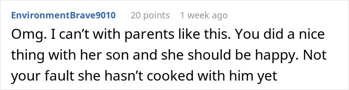 Comment expressing frustration about parents, mentioning bonding with son and relationship issues after ex’s reaction.
