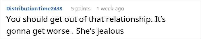 Comment about man upset after GF dumped him following his ex blowing up over bonding with their son, displayed on plain white background.