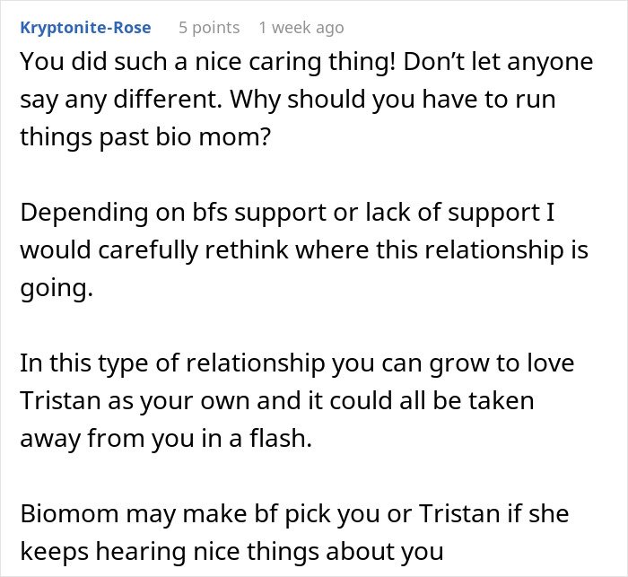 Reddit comment discussing boyfriend's ex causing relationship issues and affecting bonding with their son.