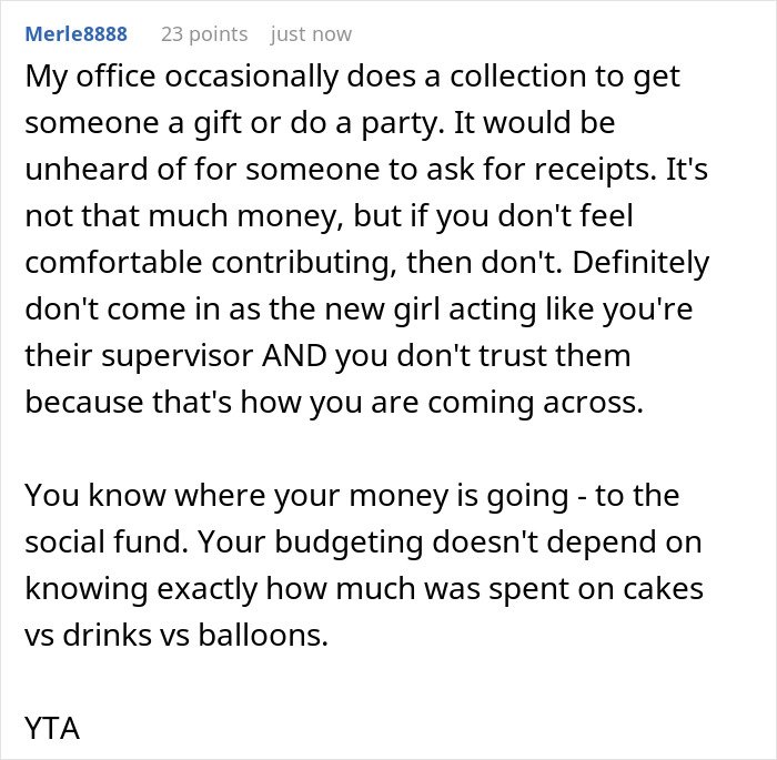 Screenshot of an online comment discussing trust issues with a shady fund manager not showing receipts and payment refusal.