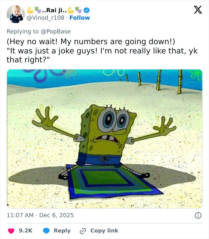 SpongeBob SquarePants looking alarmed and sitting on a mat, illustrating reactions to Sydney Sweeney apology American Eagle ad.