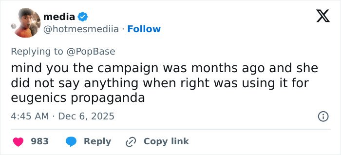 Screenshot of a tweet criticizing Sydney Sweeney's delayed apology for the American Eagle ad controversy.